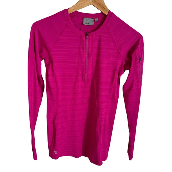 Athleta size XST Tall Pink Pacifica Quarter Zip Top UPF Sun Protection Fitted - Picture 1 of 5